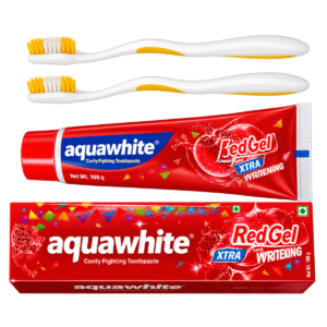 Aquawhite Red Gel MAX Cavity Fighting Toothpaste - 150g (with 2 FREE Toothbrushes)