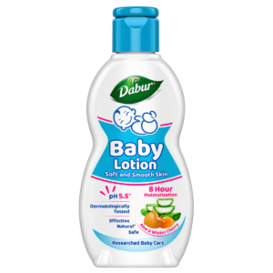 Dabur Baby Lotion (200 ml) | Nourishing Daily Moisturizing Body Lotion with Aloe Vera & Almonds | pH Balanced, Paraben & Phthalate Free