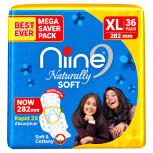 NIINE Naturally Soft XL Sanitary Pads – 282mm (36 Pads, Mega Saver Pack)