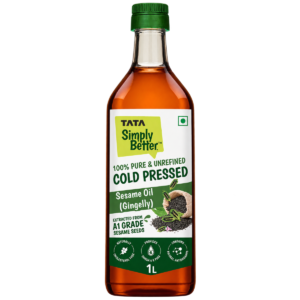 Tata Simply Better Pure & Unrefined Cold Pressed Sesame (Gingelly) Oil – 1 Liter Bottle